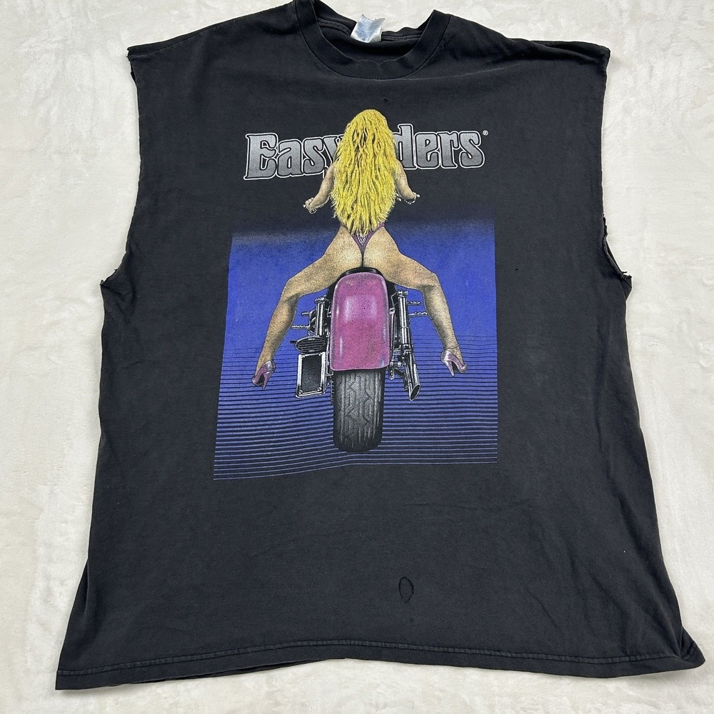 Easyriders Muscle Tee Mens XL Black Vintage 90s Albuquerque Biker Graphic Shirt